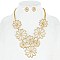 CHIC METAL FLOWER BIB STATEMENT NECKLACE AND EARRINGS SET