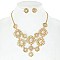 FASHIONABLE METAL FLOWER BIB STATEMENT NECKLACE AND EARRINGS SET