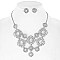 FASHIONABLE METAL FLOWER BIB STATEMENT NECKLACE AND EARRINGS SET