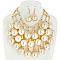 ELEGANT CHUNKY PEARL BIB STATEMENT NECKLACE AND EARRINGS SET