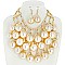 ELEGANT CHUNKY PEARL BIB STATEMENT NECKLACE AND EARRINGS SET