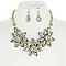 Large Flowers Rhinestone Necklace and Earrings Set