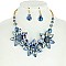 Large Flowers Rhinestone Necklace and Earrings Set