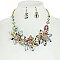 Large Flowers Rhinestone Necklace and Earrings Set