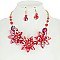 Large Flowers Rhinestone Necklace and Earrings Set