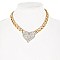 CRYSTAL HEART CHAIN STATEMENT CHOKER NECKLACE