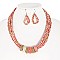 CHARMING MULTI COLOR SEED BEAD MULTI STRAND NECKLACE AND EARRINGS SET