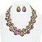 Dazzling Crystal Teardrop Cluster  Necklace Earring Set