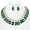 PRINCESS CUT RECTANGULAR CRYSTAL STATEMENT NECKLACE SET