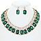 PRINCESS CUT RECTANGULAR CRYSTAL STATEMENT NECKLACE SET