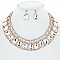 PRINCESS CUT RECTANGULAR CRYSTAL STATEMENT NECKLACE SET