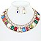 PRINCESS CUT RECTANGULAR CRYSTAL STATEMENT NECKLACE SET