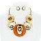 XLARGE Plate With Oval Stone Necklace & Earrings Set