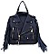 Moto Jacket Design Fringed Backpack / Shoulder Bag