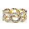 NB0325-LP Rhinestone Embellished Linked Metal Chain Elastic Bracelet