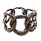 Elastic Rhinestone Embellished Thick Linked Metal Chain Bracelet