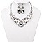 Dazzling Crystal Oval Cluster Necklace Earring Set