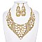 FLOWER POINTED STATEMENT NECKLACE SET