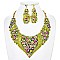 FLOWER POINTED STATEMENT NECKLACE SET