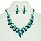 STONE PEARL POINTED V NECKLACE SET