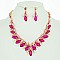 STONE PEARL POINTED V NECKLACE SET