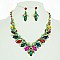 STONE PEARL POINTED V NECKLACE SET
