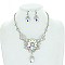 Trendy Floral Crystal Rhinestone Filigree Necklace Earring Set