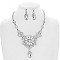 Trendy Floral Crystal Rhinestone Filigree Necklace Earring Set