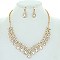 Classic V-shape Crystal Rhinestone Teardrop Necklace Earring Set