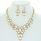 Unique Teardrop Crystal Rhinestone Necklace with Earring Set