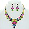 Unique Teardrop Crystal Rhinestone Necklace with Earring Set