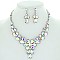 Unique Teardrop Crystal Rhinestone Necklace with Earring Set