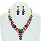 Dazzling Crystal Rhinestone Teardrop Cluster V-shape Necklace Earring Set