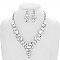 Dazzling Crystal Rhinestone Teardrop Cluster V-shape Necklace Earring Set