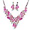 Classic Crystal Leaves and Petals V-shape Necklace Earring Set