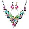 Classic Crystal Leaves and Petals V-shape Necklace Earring Set