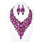 COLORED CRYSTAL TEARDROP STATEMENT NECKLACE SET