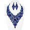 COLORED CRYSTAL TEARDROP STATEMENT NECKLACE SET