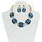 Trendy Chunky Square Gem in Oval Rhinestone Link Necklace and Earrings Set