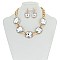 Trendy Chunky Square Gem in Oval Rhinestone Link Necklace and Earrings Set