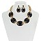 Trendy Chunky Square Gem in Oval Rhinestone Link Necklace and Earrings Set