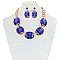 Trendy Chunky Square Gem in Oval Rhinestone Link Necklace and Earrings Set