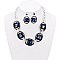 Trendy Chunky Square Gem in Oval Rhinestone Link Necklace and Earrings Set