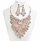 Large Symmetric Flower Branches Bib Style RHINESTONE NECKLACE SET MEZ7057