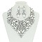 TRENDY FANCY DIAMOND BIB NECKLACE SET SLNBY7134