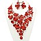 GLAMOROUS FLOWER THEME TEARDROP STONE BIB NECKLACE SET