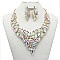 TRENDY RHINESTONE V SHAPE STATEMENT NECKLACE SET SLNBY7412
