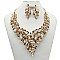 TRENDY RHINESTONE V SHAPE STATEMENT NECKLACE SET SLNBY7412