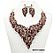 TRENDY RHINESTONE V SHAPE STATEMENT NECKLACE SET SLNBY7412