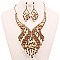 FASHIONABLE GEM CLUSTER RHINESTONE NECKLACE SET SLNBY7572